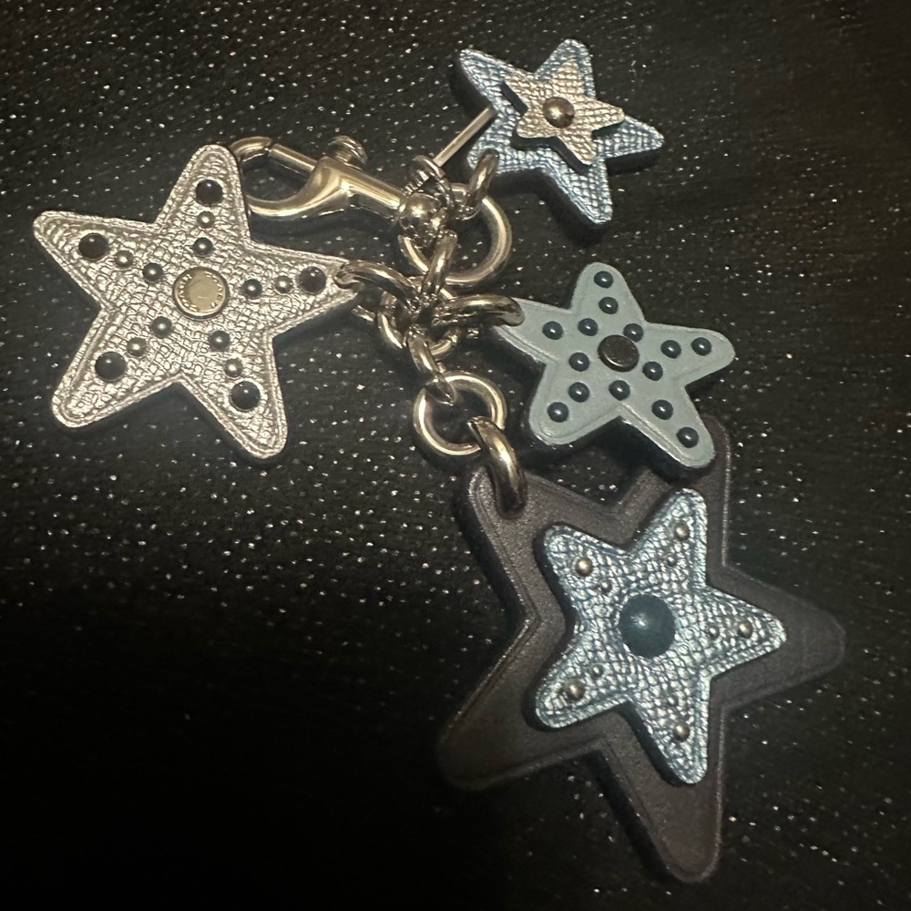 Coach Star Key Holder in Silver and Blue